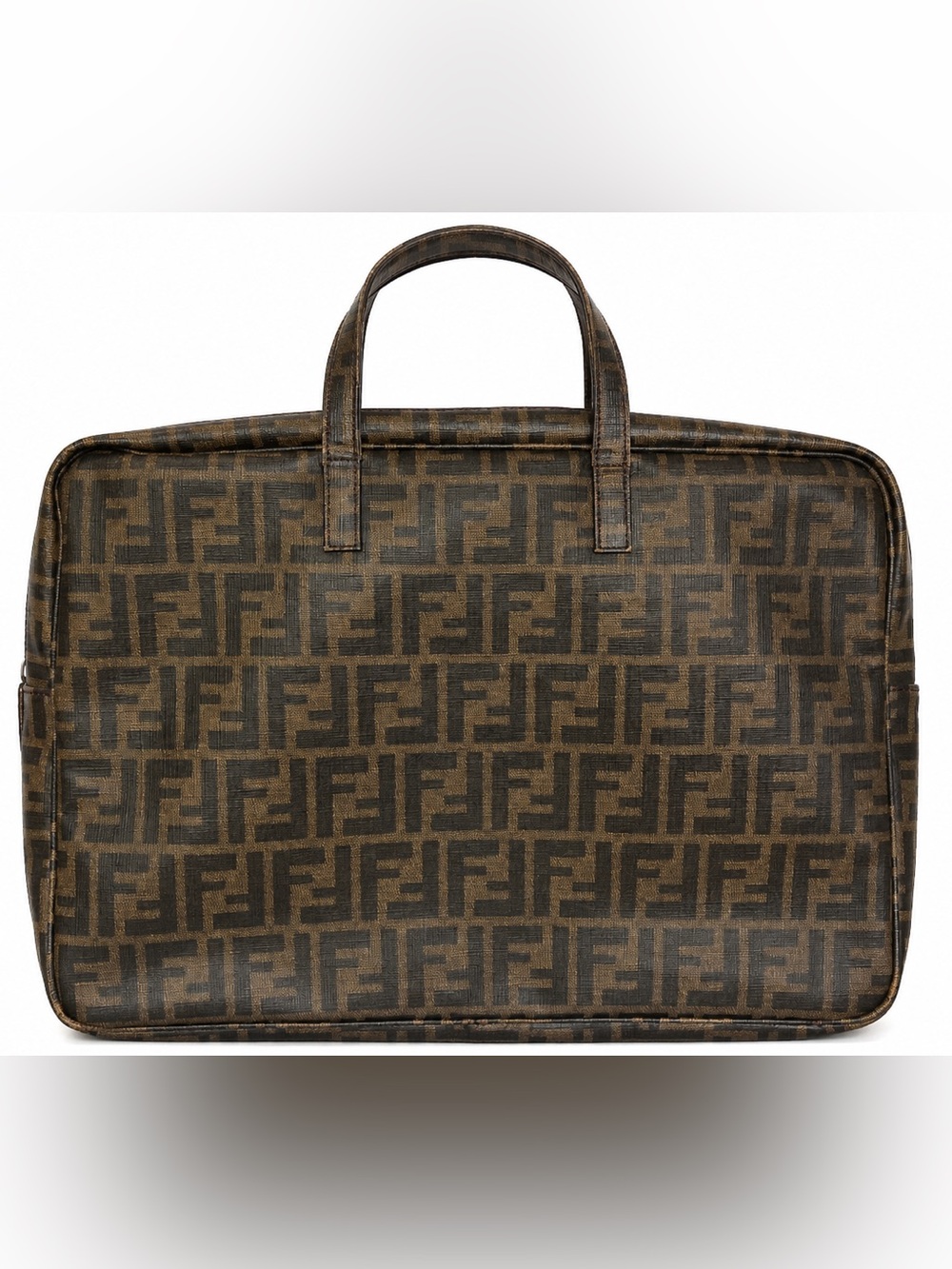 Fendi Vintage Zucca FF Monogram Laptop Work Bag Briefcase Brown Coated Canvas - Picture 8 of 8